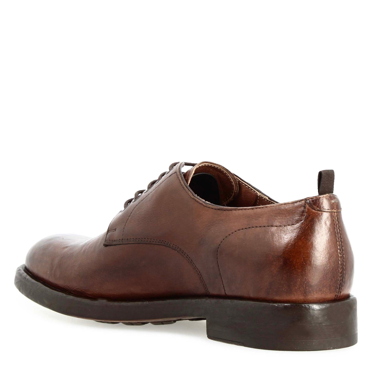 Derby da uomo moderna in pelle pregiata marrone - LeonardoShoes