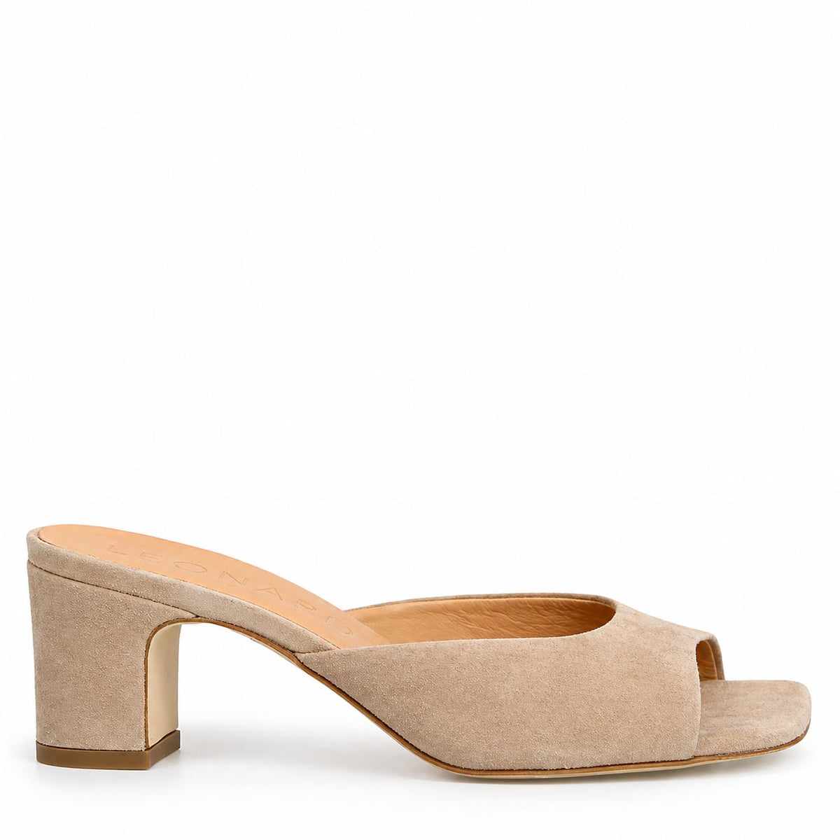 Sandalo Elena mules da donna in pelle scamosciata beige - LeonardoShoes