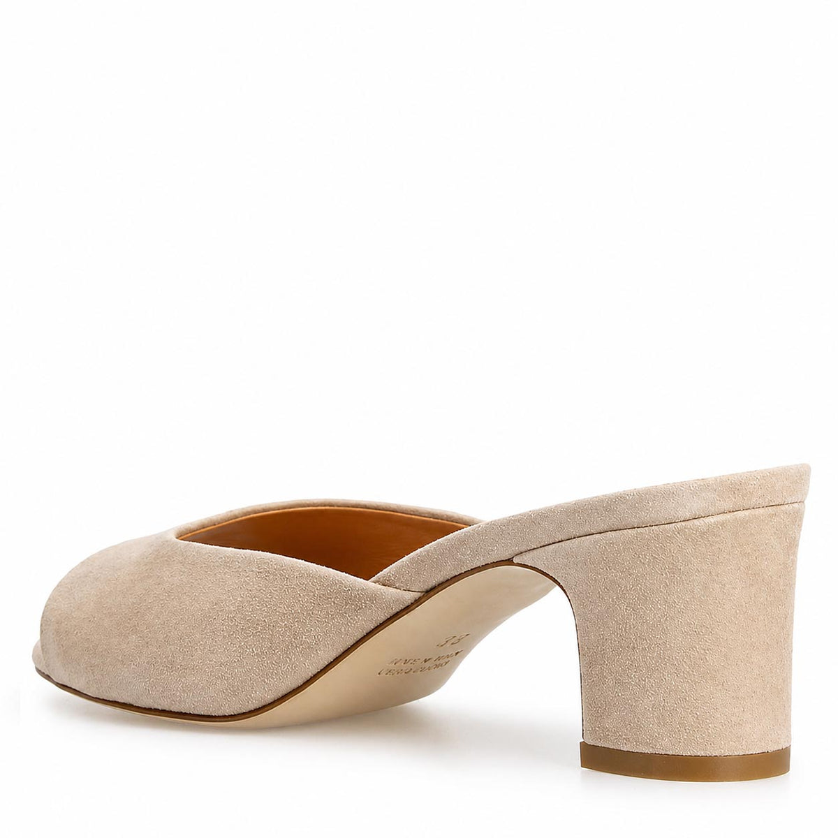 Sandalo Elena mules da donna in pelle scamosciata beige - LeonardoShoes