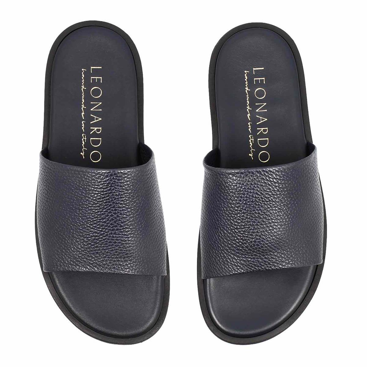 Sandali artigianali Romolo da uomo in pelle blu - LeonardoShoes