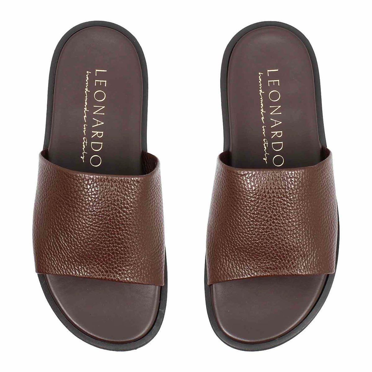 Sandali uomo Romolo in pelle marrone scuro - LeonardoShoes