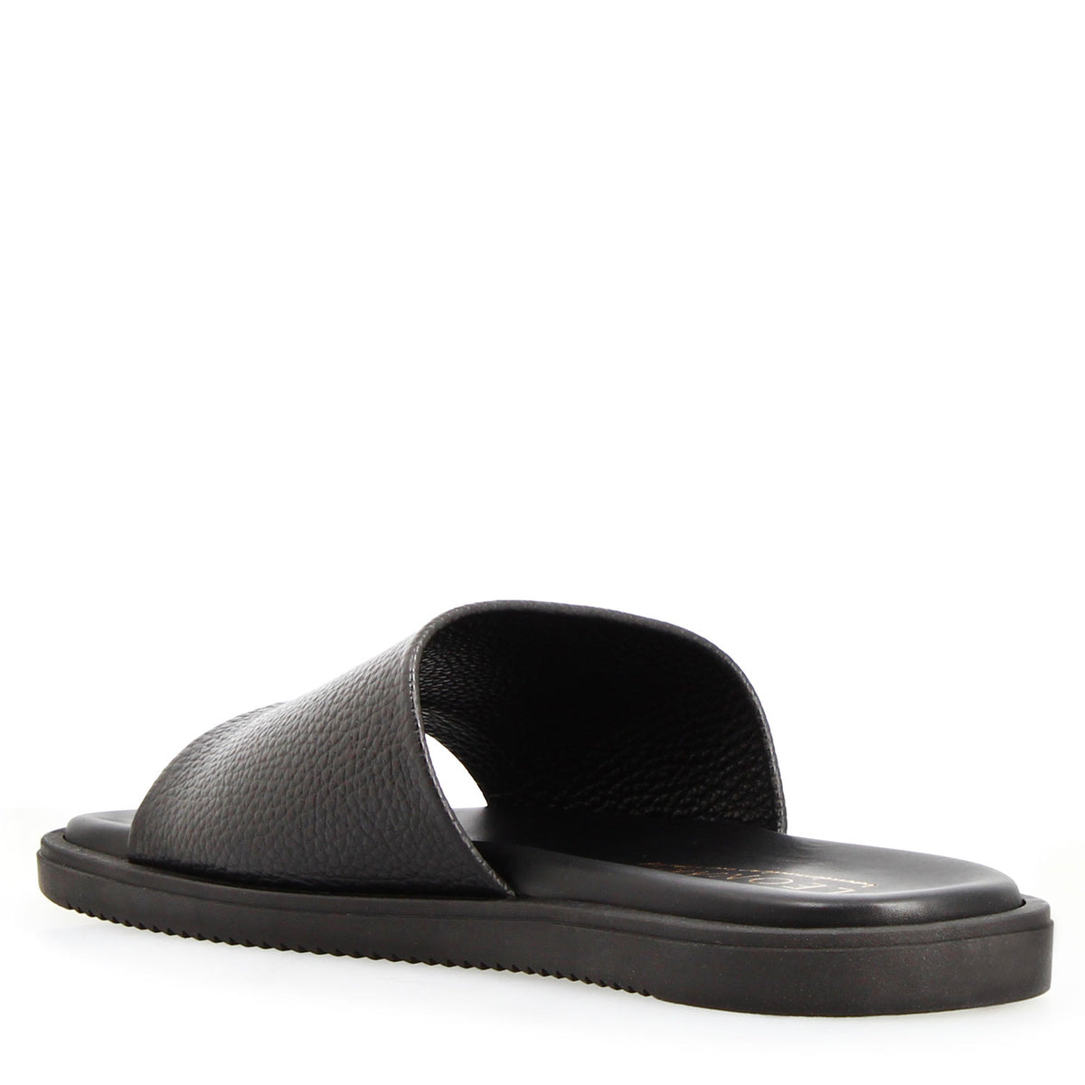 Sandali artigianali Romolo da uomo in pelle nera - LeonardoShoes