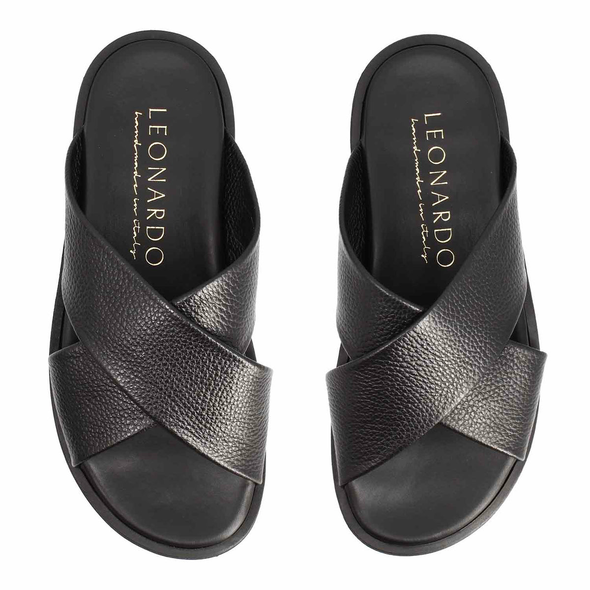 Sandali da uomo Orfeo in pelle nera - LeonardoShoes