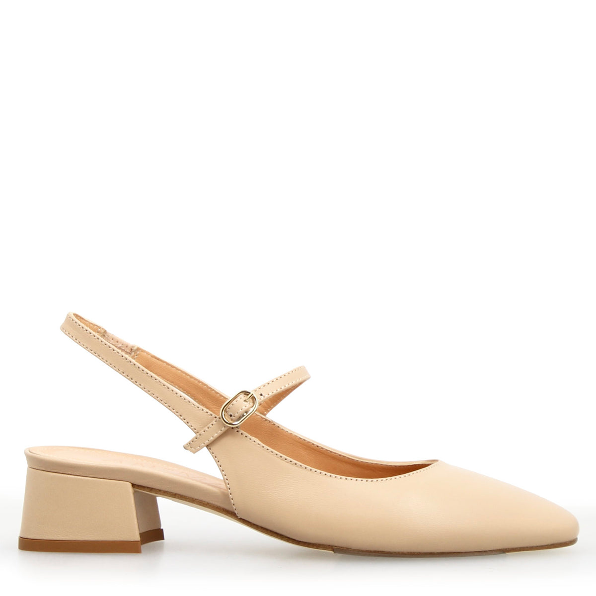 Sandalo da donna Archita tacco medio in pelle beige - LeonardoShoes