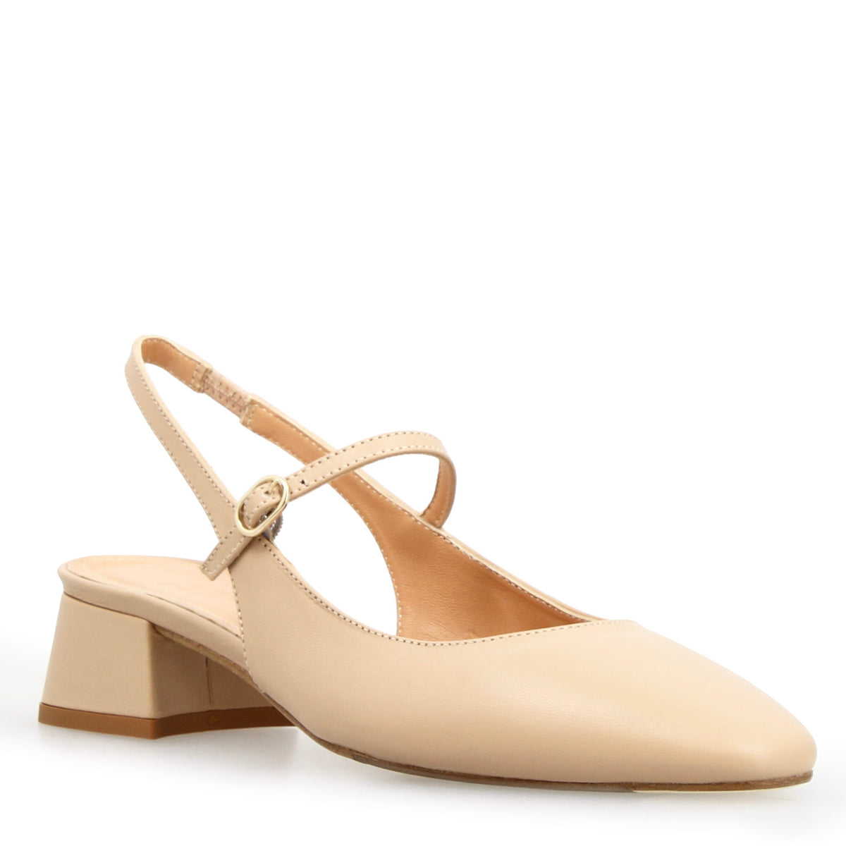 Sandalo da donna Archita tacco medio in pelle beige - LeonardoShoes