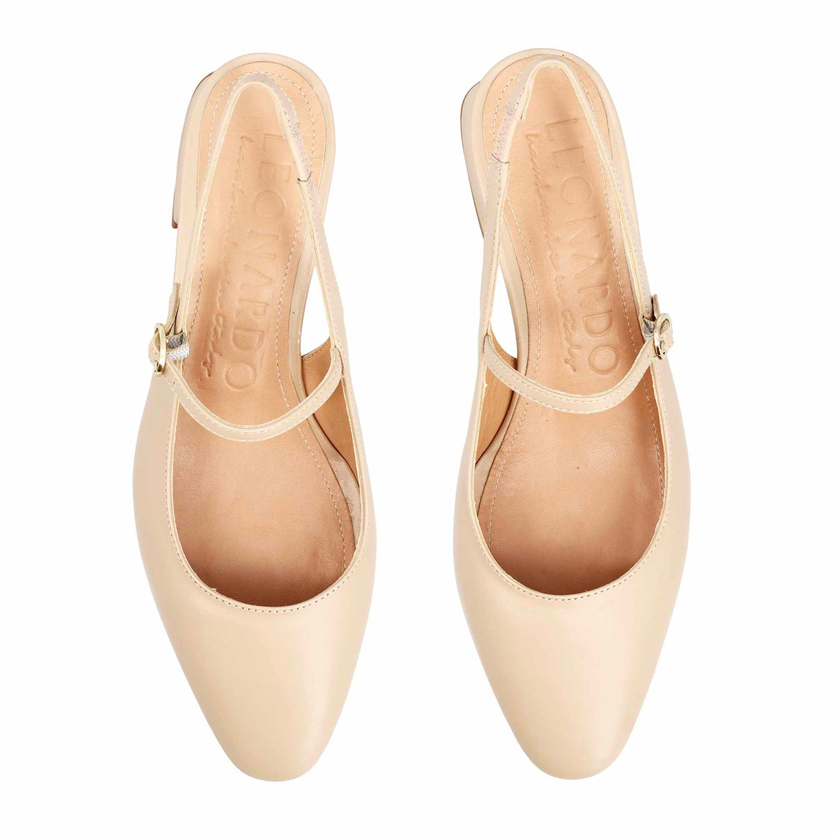 Sandalo da donna Archita tacco medio in pelle beige - LeonardoShoes