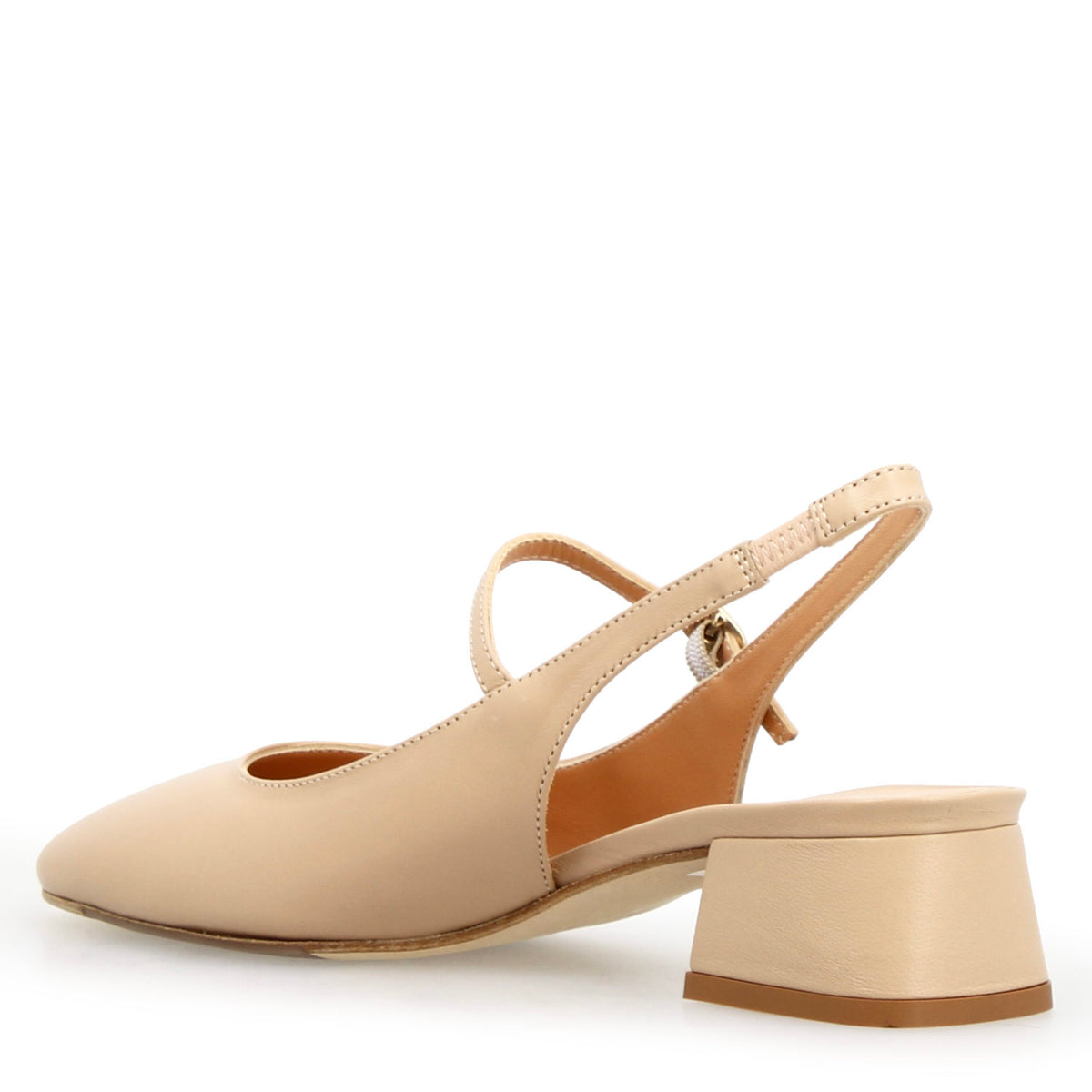 Sandalo da donna Archita tacco medio in pelle beige - LeonardoShoes