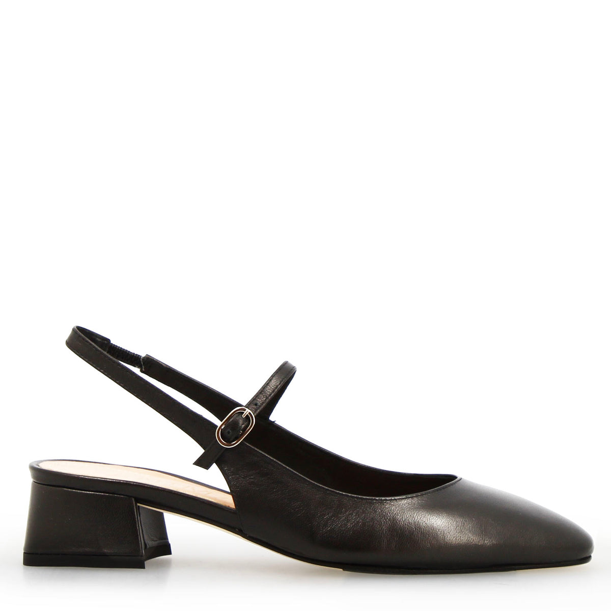 Sandalo da donna Archita tacco medio in pelle nera - LeonardoShoes