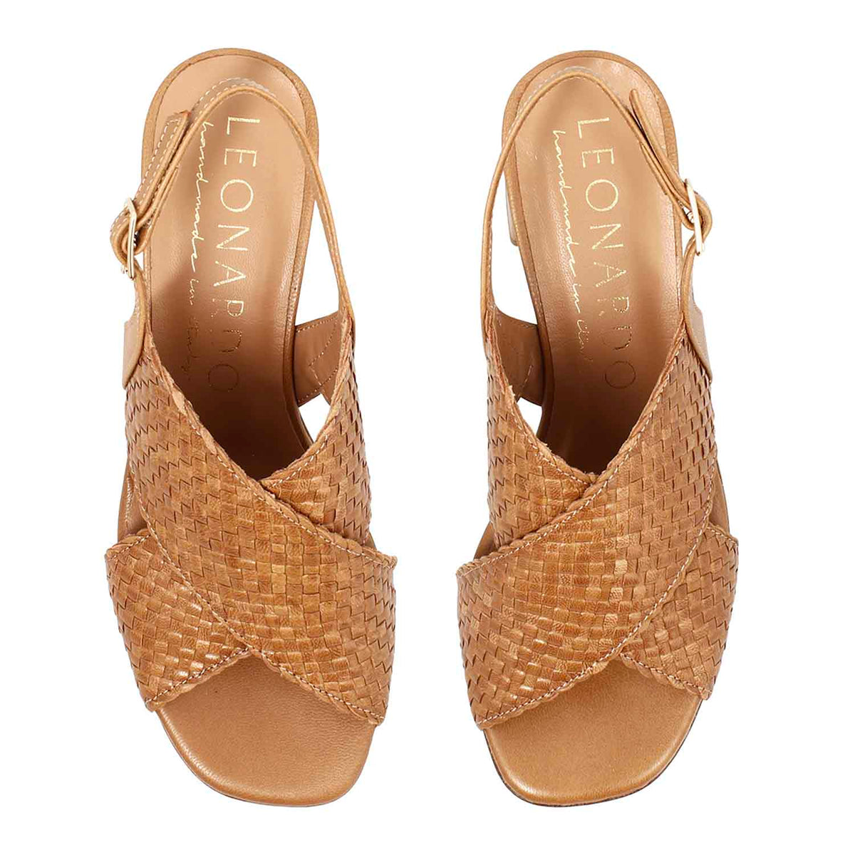 Sandalo da donna Demetra in pelle marrone - LeonardoShoes