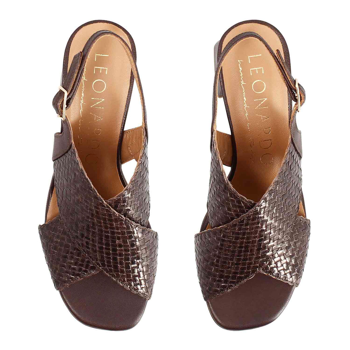 Sandalo da donna Demetra in pelle marrone scuro - LeonardoShoes