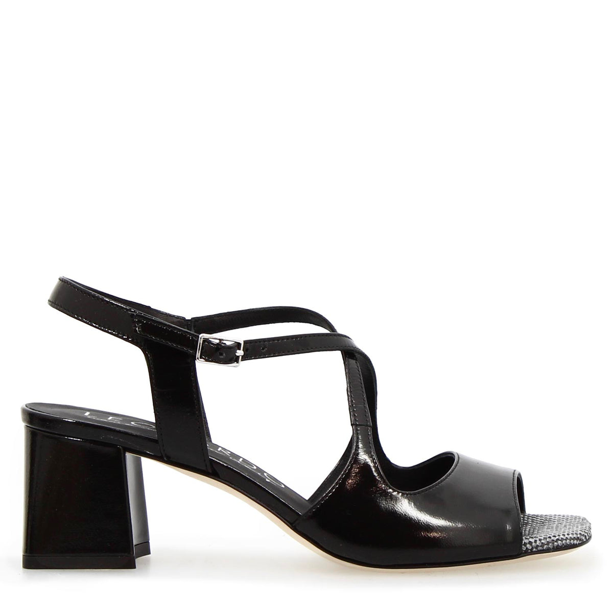 Sandalo da donna Fiamma in pelle nera - LeonardoShoes