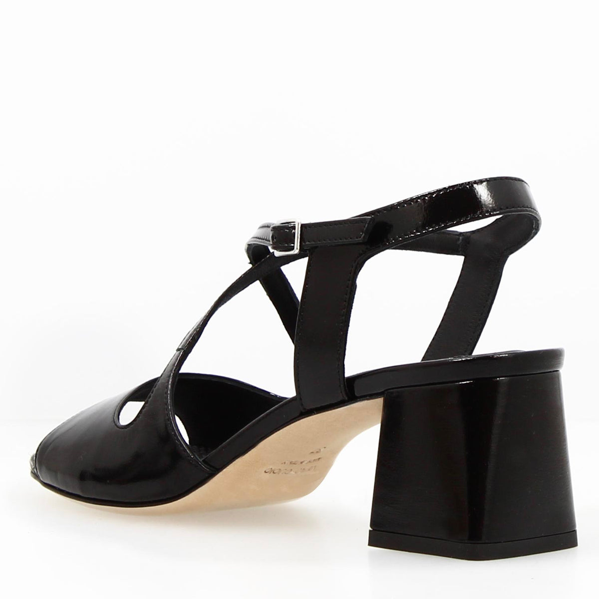 Sandalo da donna Fiamma in pelle nera - LeonardoShoes