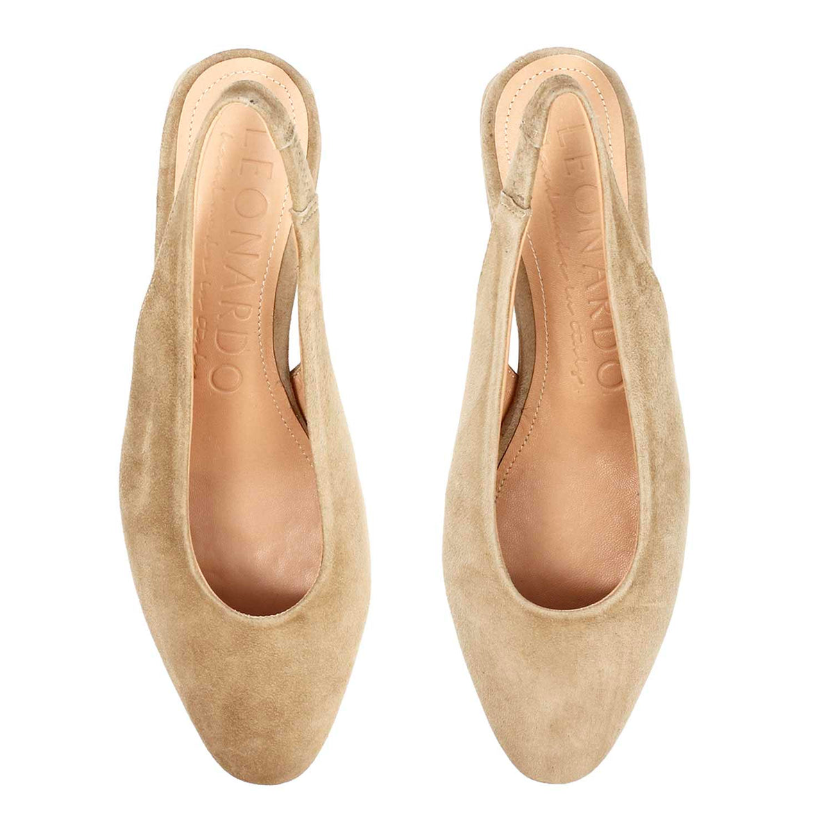 Sandalo da donna Gemma tacco medio in camoscio beige - LeonardoShoes