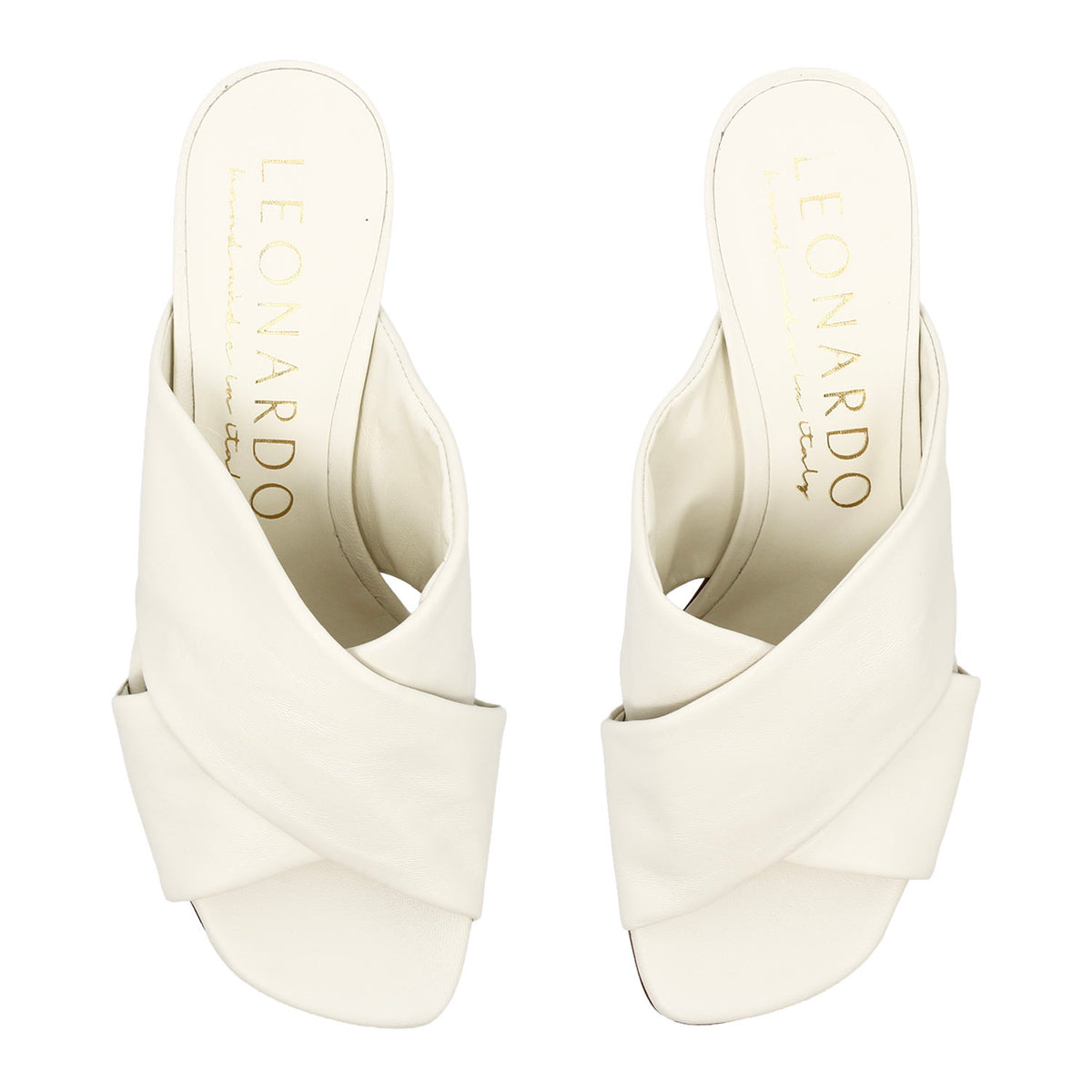 Sandalo mules da donna Antiochia in pelle bianca - LeonardoShoes