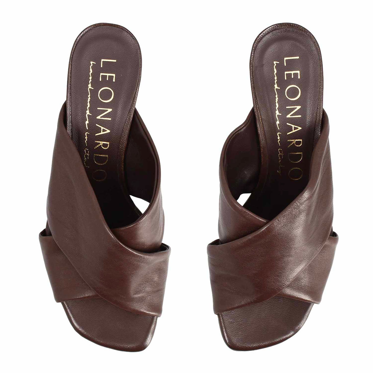 Sandalo mules da donna Antiochia in pelle marrone scuro - LeonardoShoes