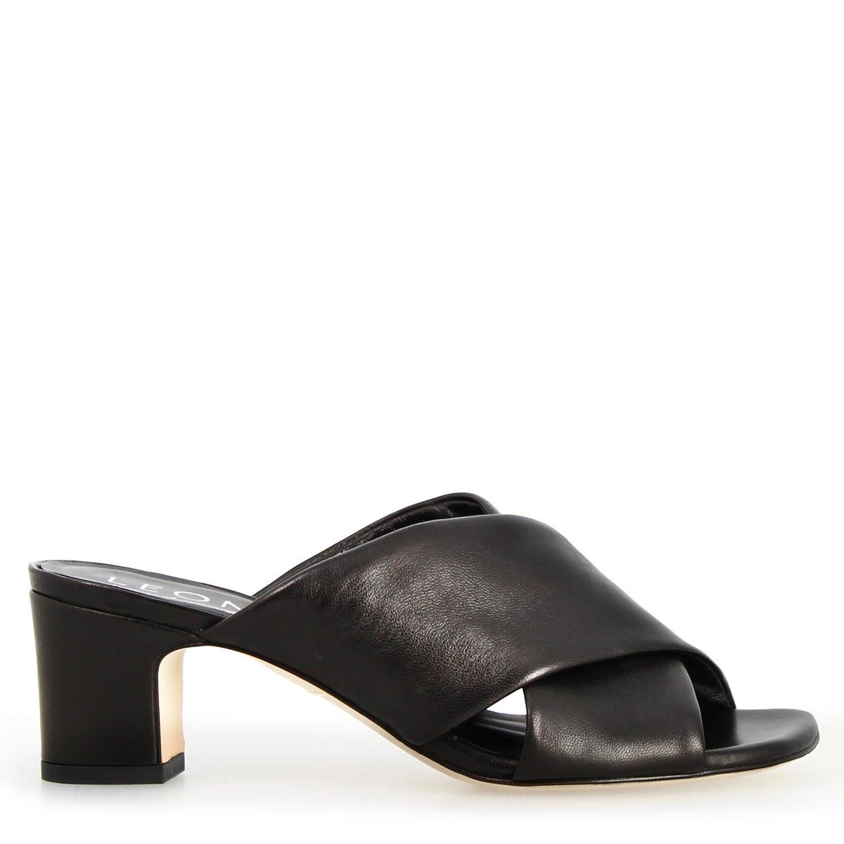 Sandalo mules da donna Antiochia in pelle nera - LeonardoShoes