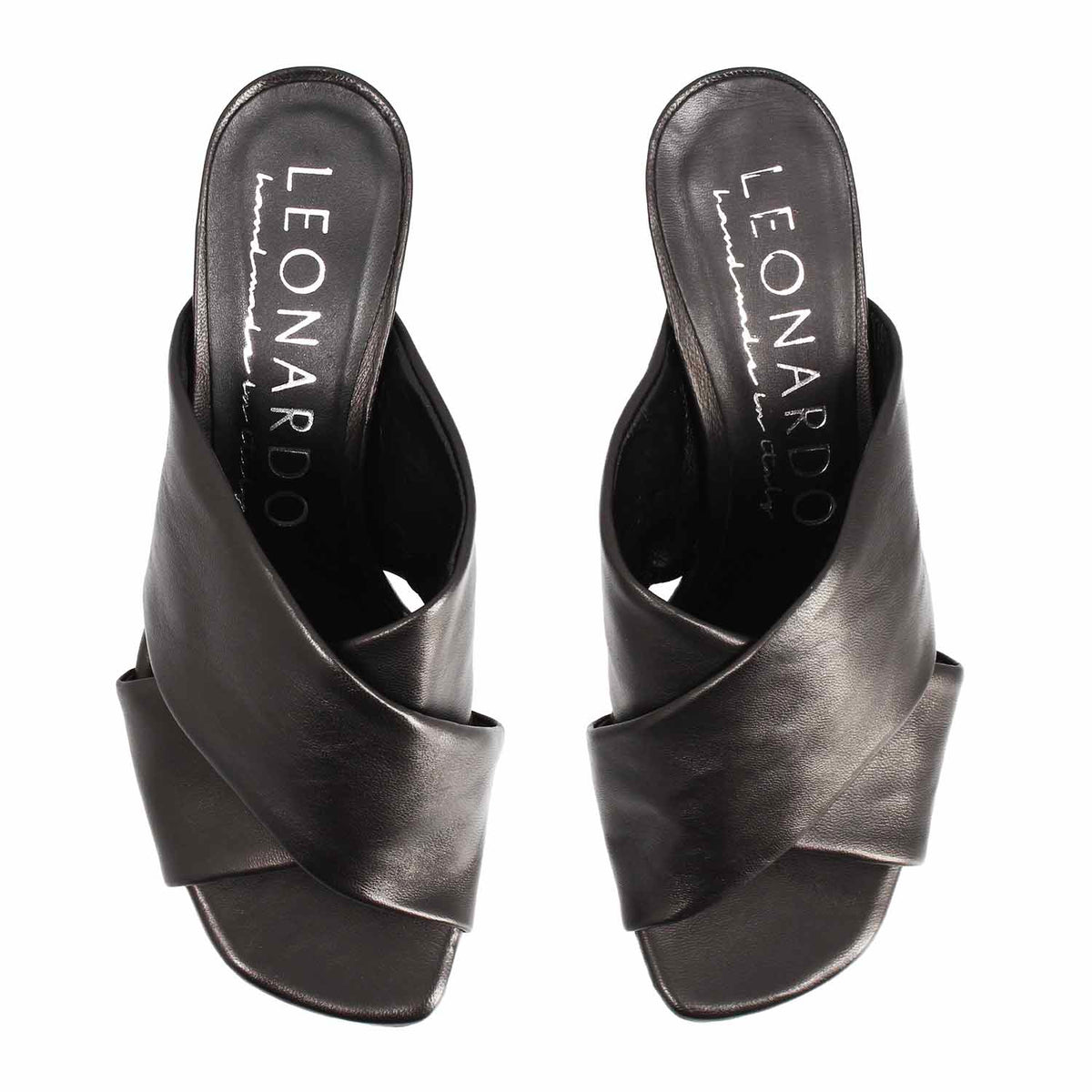 Sandalo mules da donna Antiochia in pelle nera - LeonardoShoes