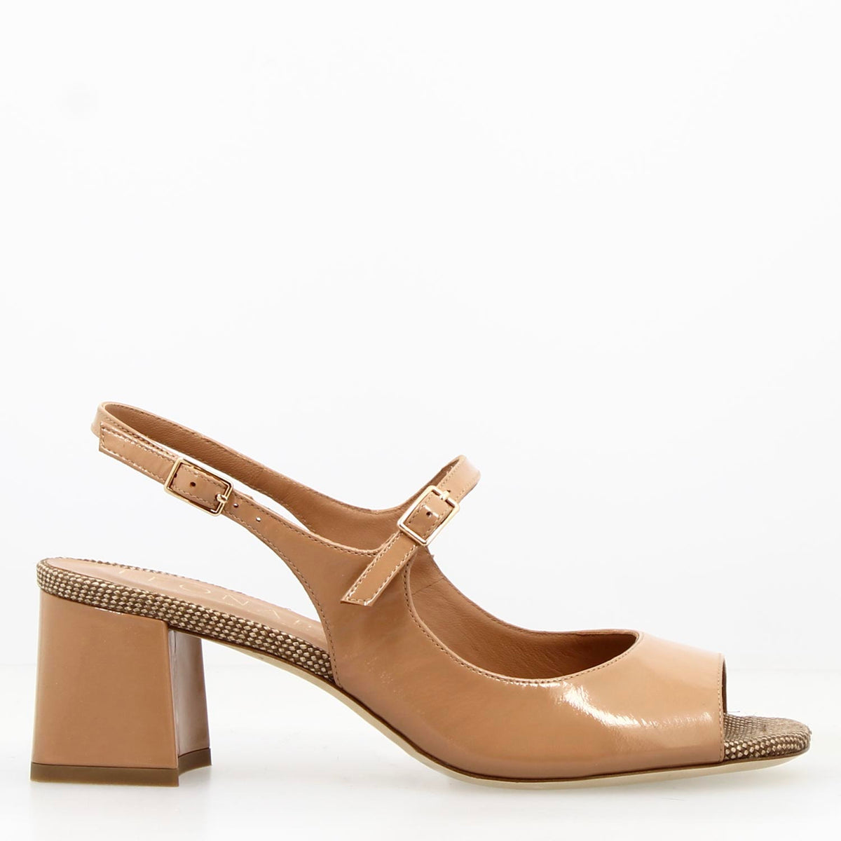 Sandalo slingback da donna Alba in pelle vernice beige