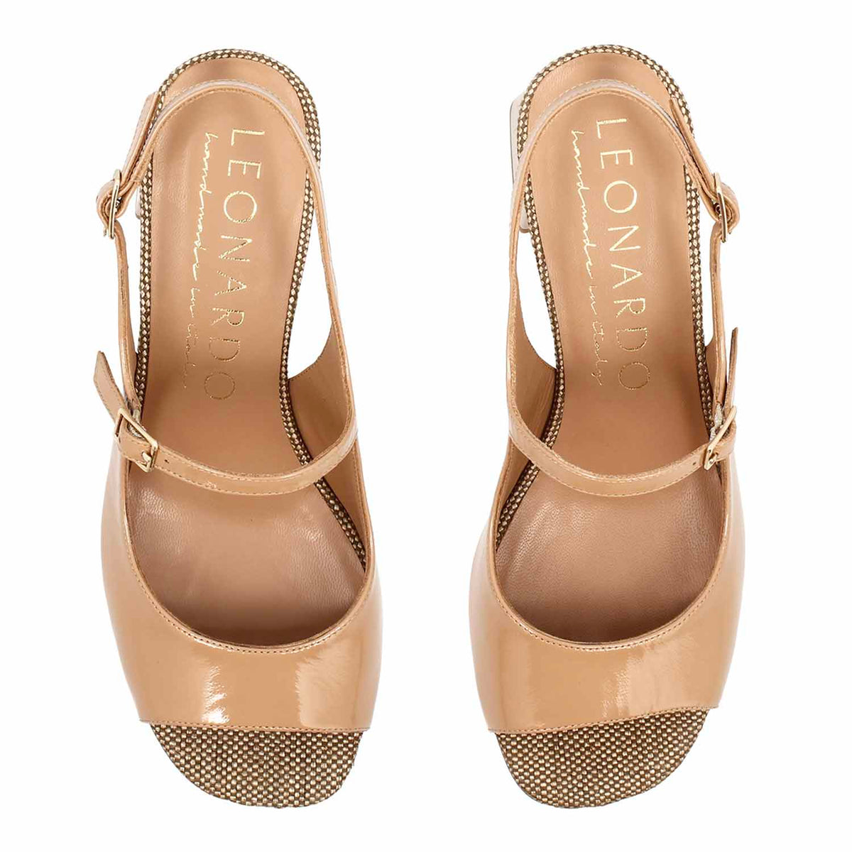 Sandalo slingback da donna Alba in pelle vernice beige