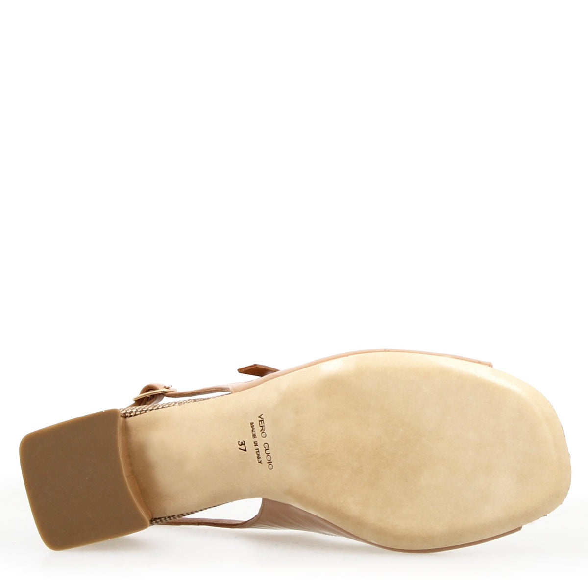 Sandalo slingback da donna Alba in pelle vernice beige - LeonardoShoes