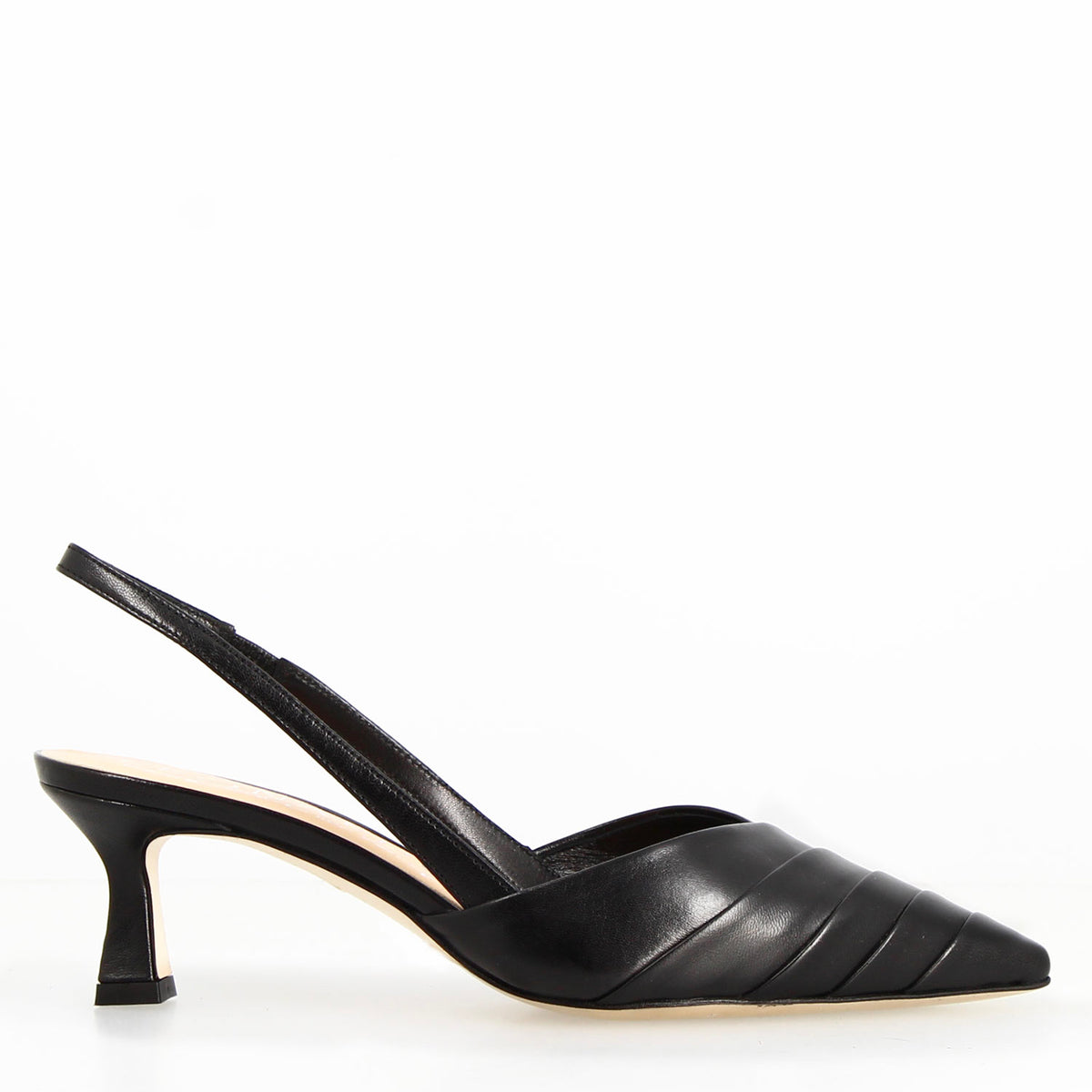 Sandalo slingback da donna in pelle nera Apollina - LeonardoShoes