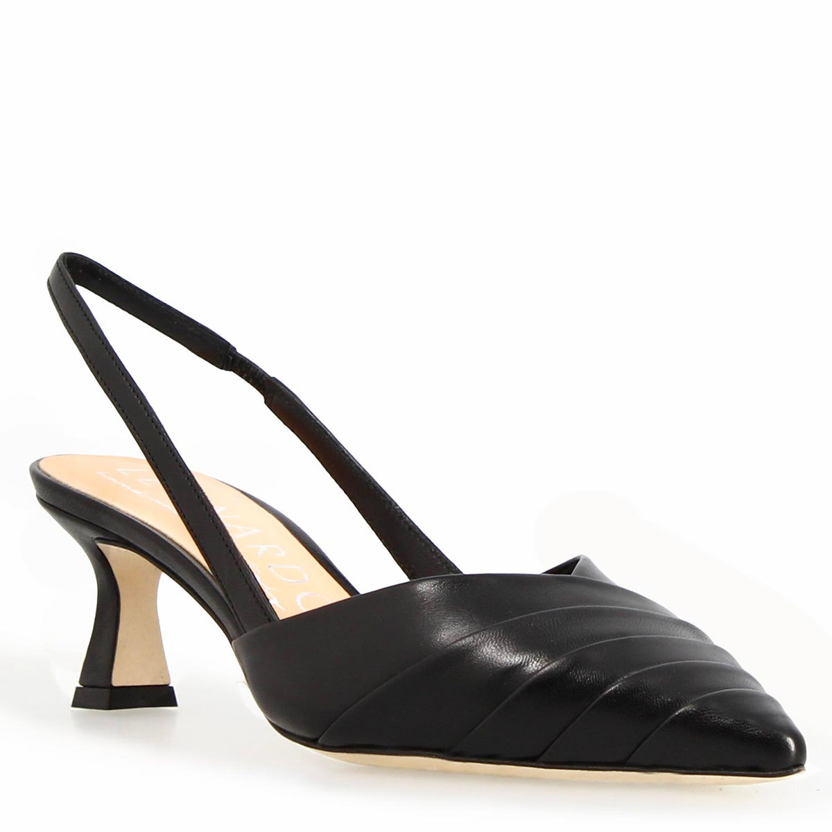 Sandalo slingback da donna in pelle nera Apollina - LeonardoShoes