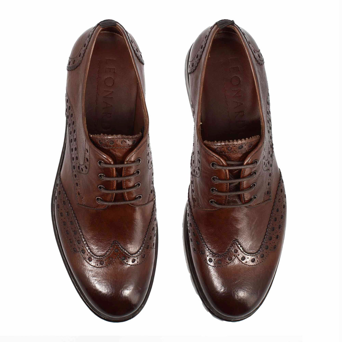 Scarpa Derby brogue moderna marrone scuro da uomo - LeonardoShoes