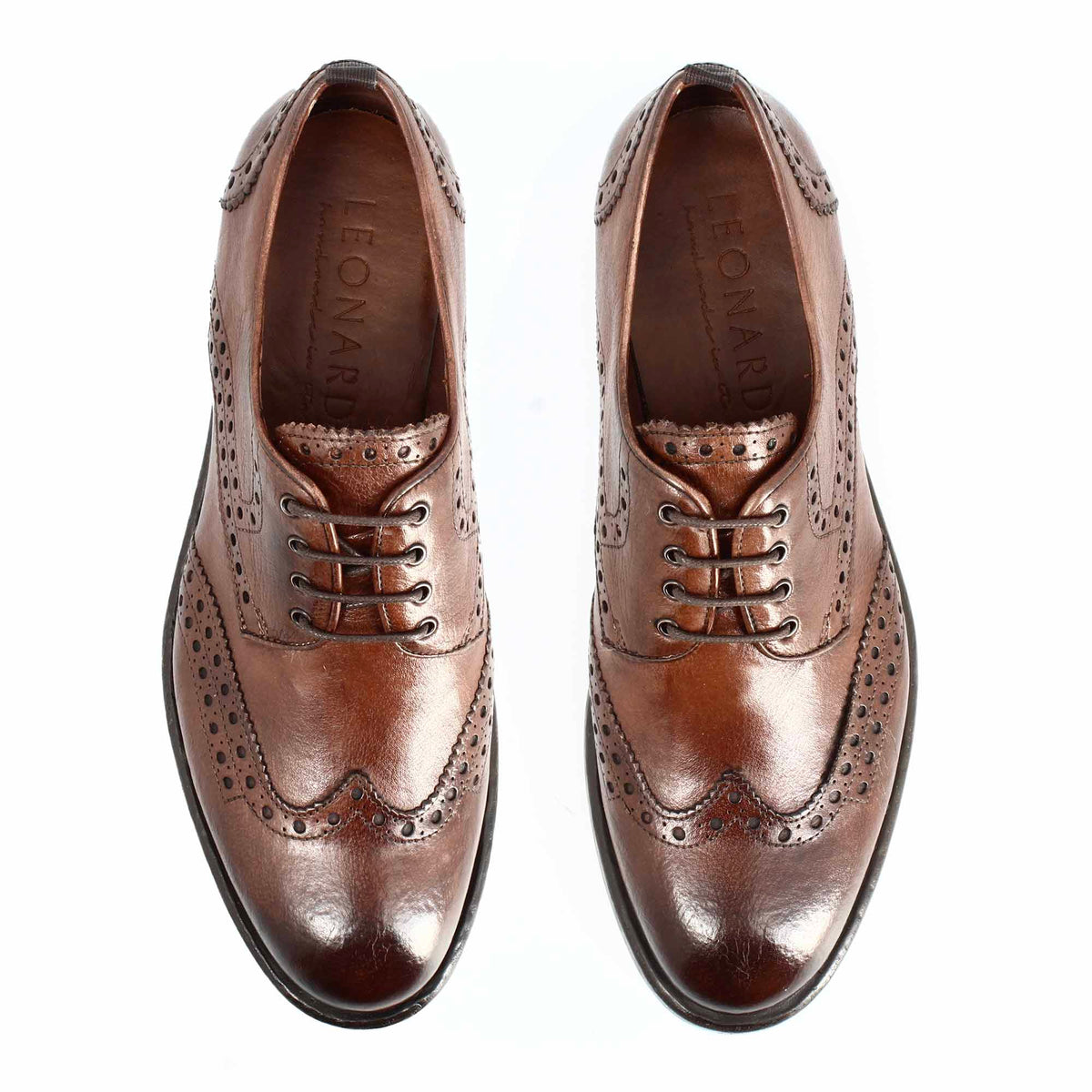 Scarpa Derby brogue moderna marrone da uomo - LeonardoShoes