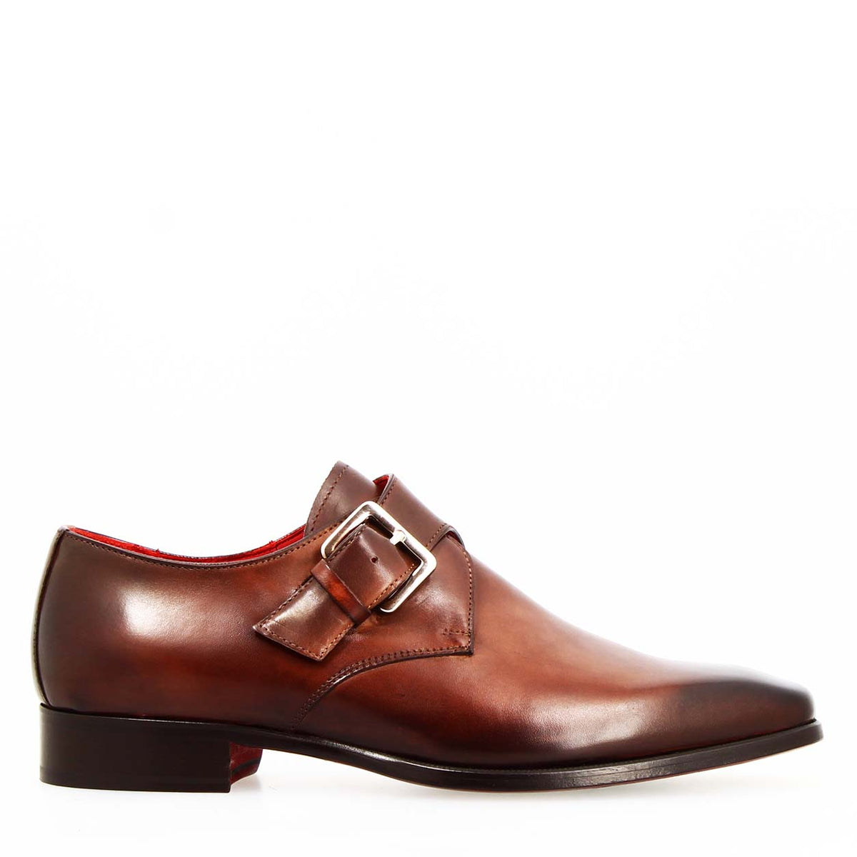 Salvatore marrone singola fibbia da uomo in pelle italiana - LeonardoShoes