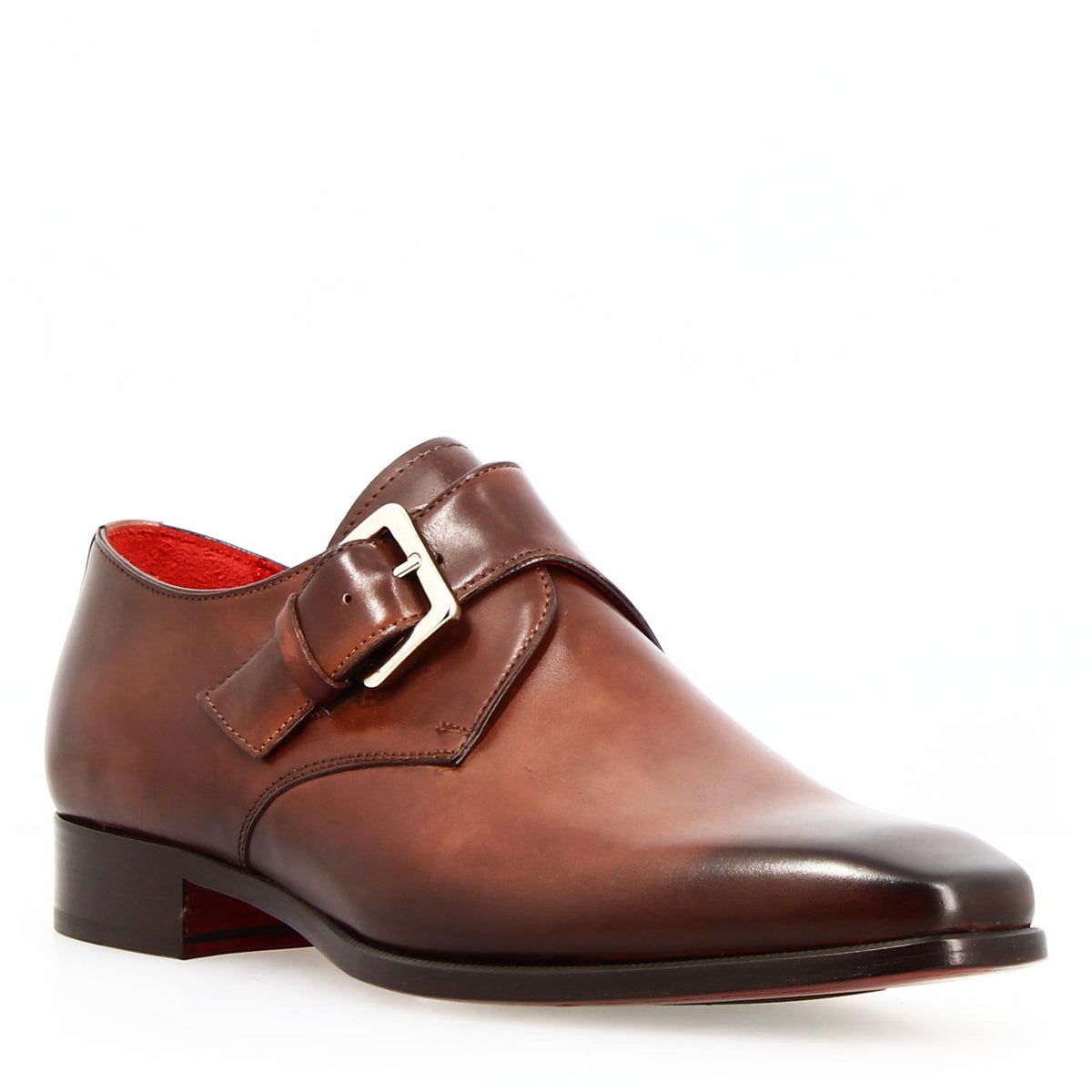 Salvatore marrone singola fibbia da uomo in pelle italiana - LeonardoShoes