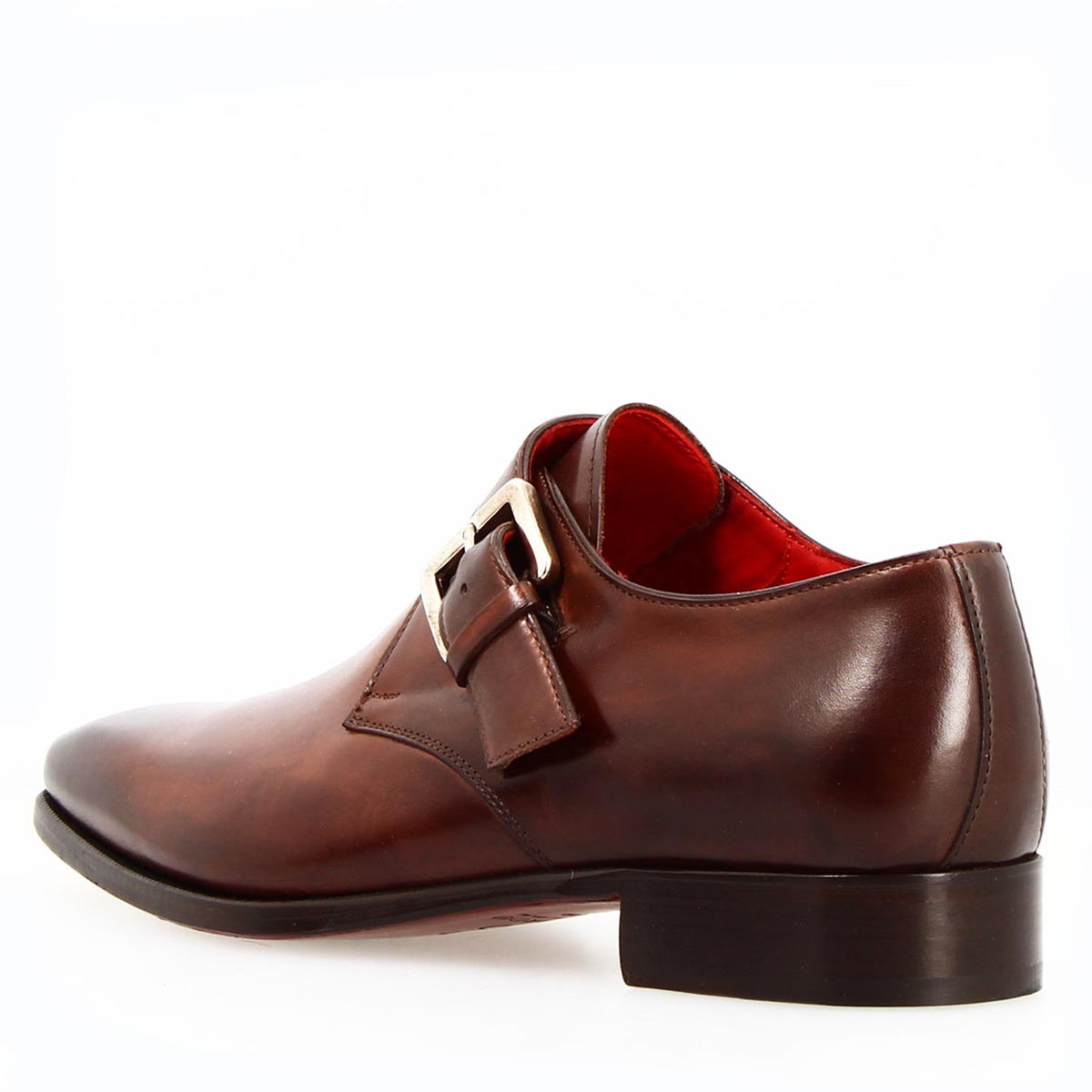 Salvatore marrone singola fibbia da uomo in pelle italiana - LeonardoShoes