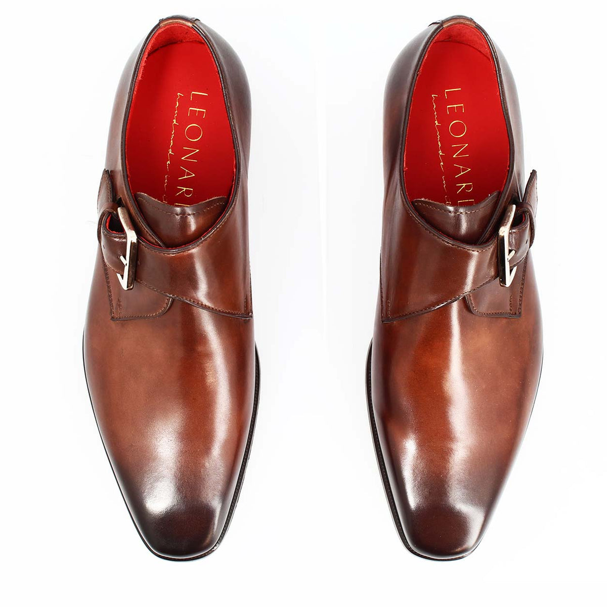 Salvatore marrone singola fibbia da uomo in pelle italiana - LeonardoShoes