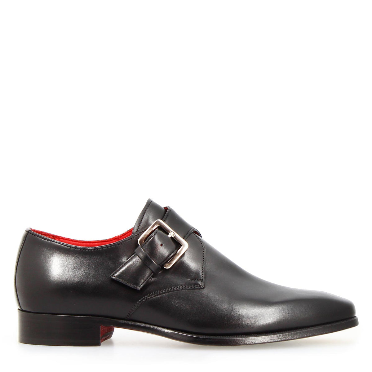 Salvatore nero singola fibbia da uomo in pelle italiana - LeonardoShoes
