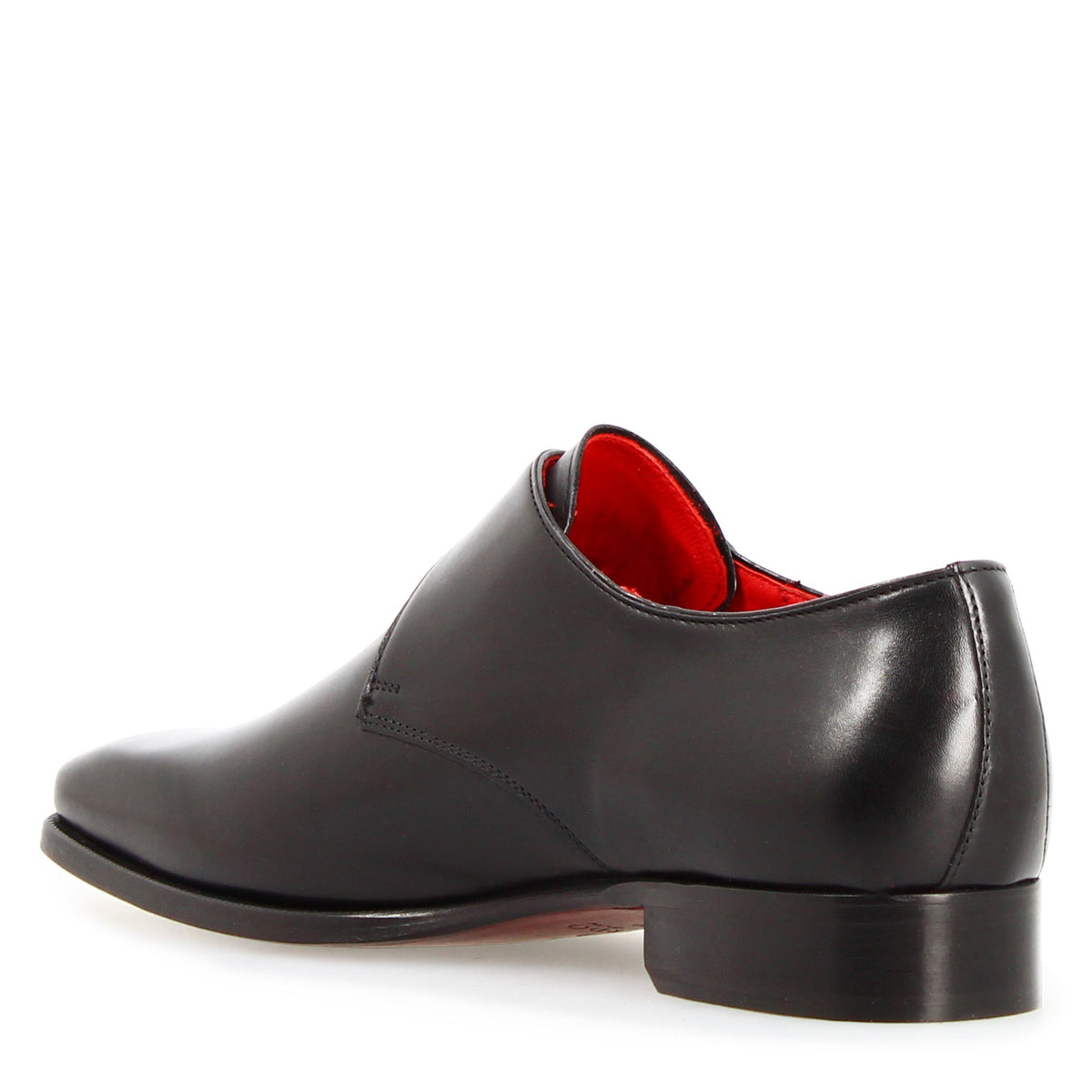 Salvatore nero singola fibbia da uomo in pelle italiana - LeonardoShoes