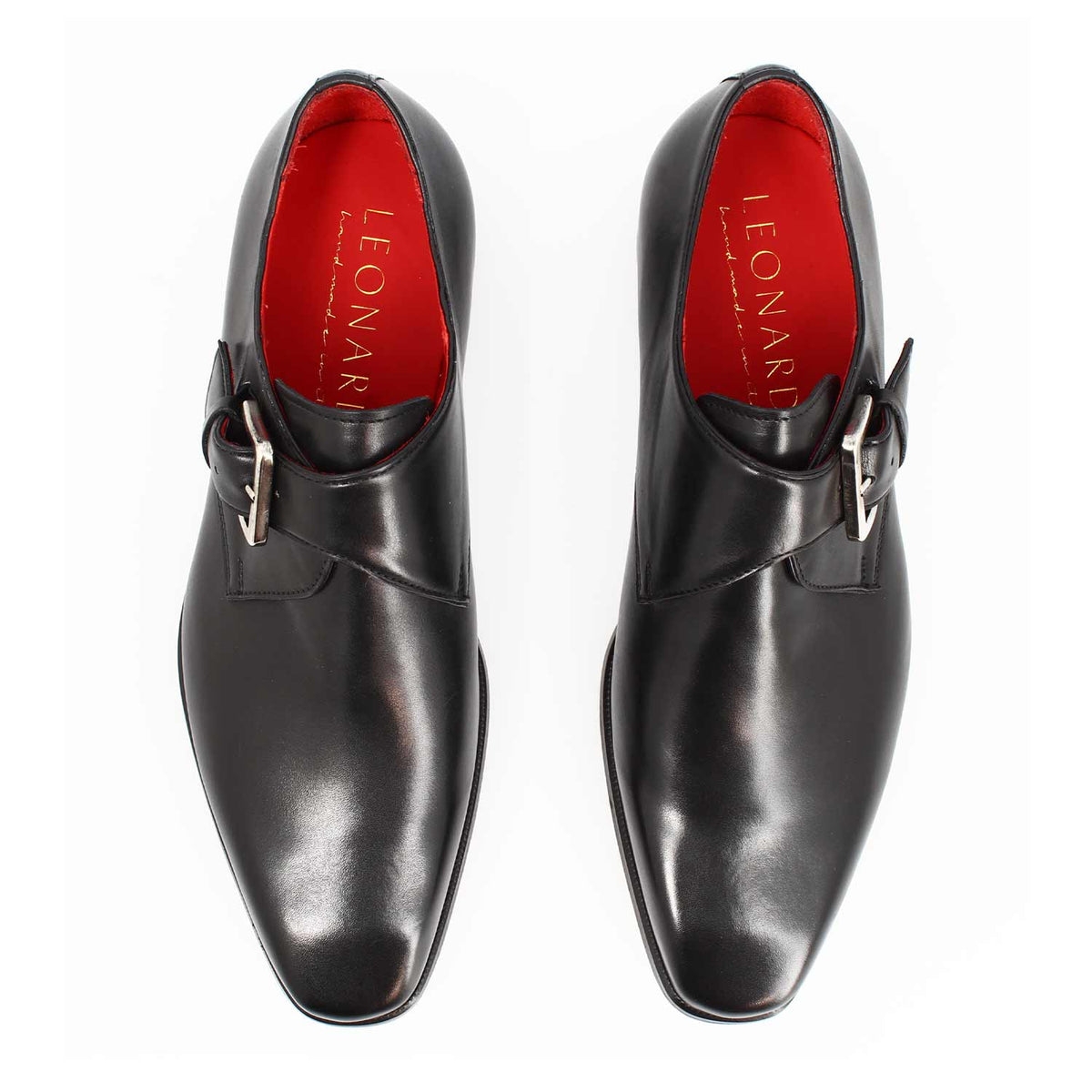 Salvatore nero singola fibbia da uomo in pelle italiana - LeonardoShoes