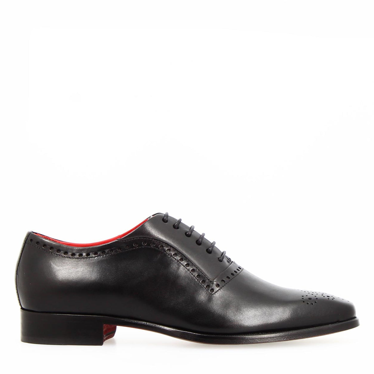 Ettore nero oxford semibrogue artigianale in pelle italiana - LeonardoShoes