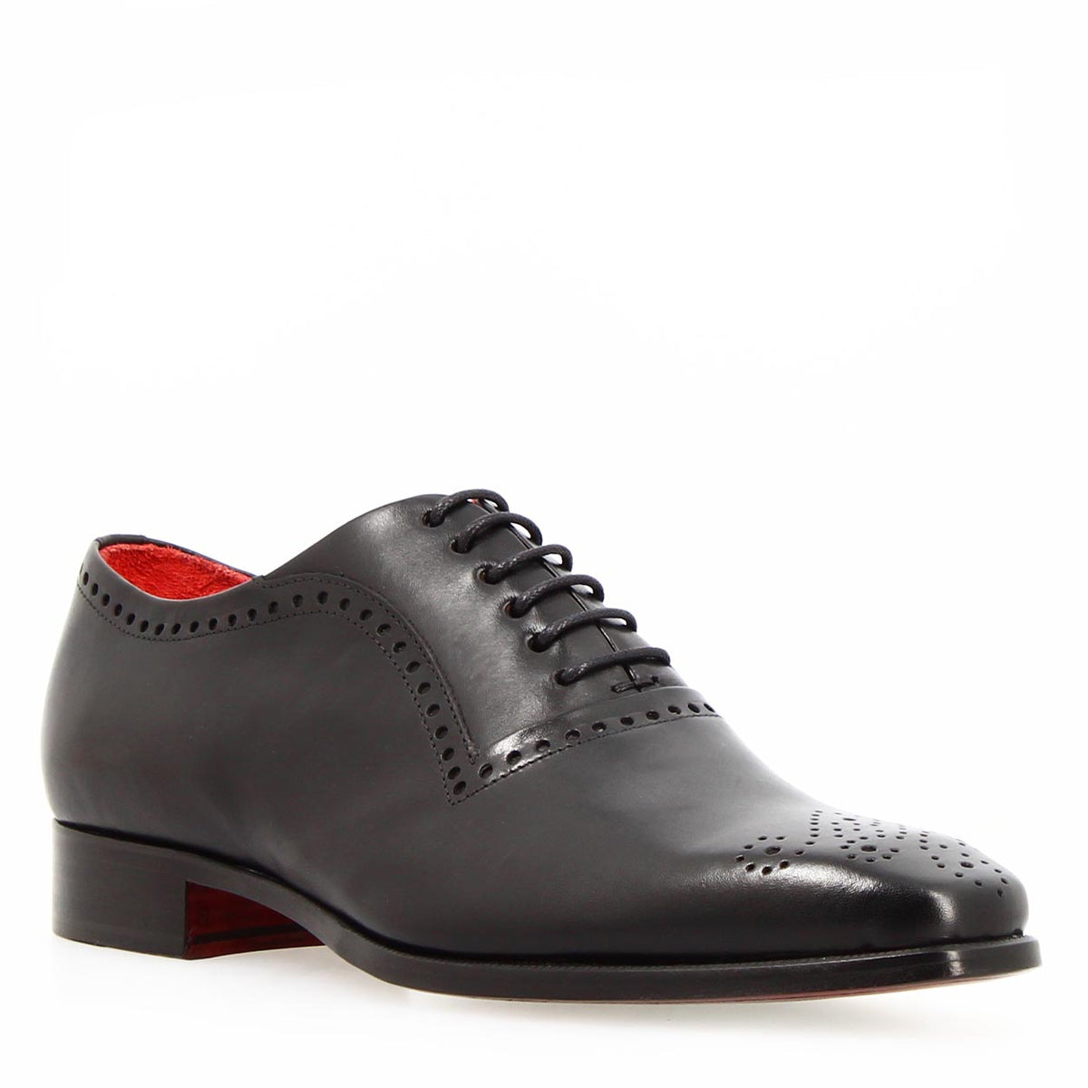 Ettore nero oxford semibrogue artigianale in pelle italiana - LeonardoShoes