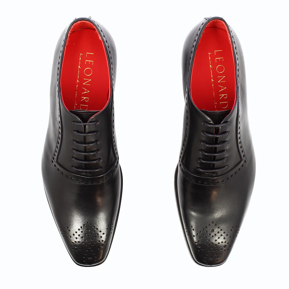 Ettore nero oxford semibrogue artigianale in pelle italiana - LeonardoShoes