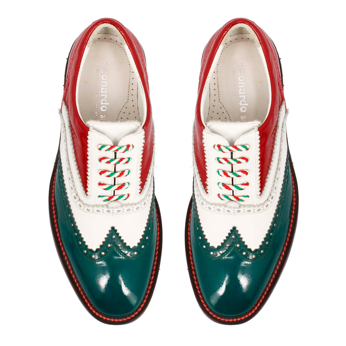 Scarpe golf fatte a mano nei colori della bandiera italiana - LeonardoShoes