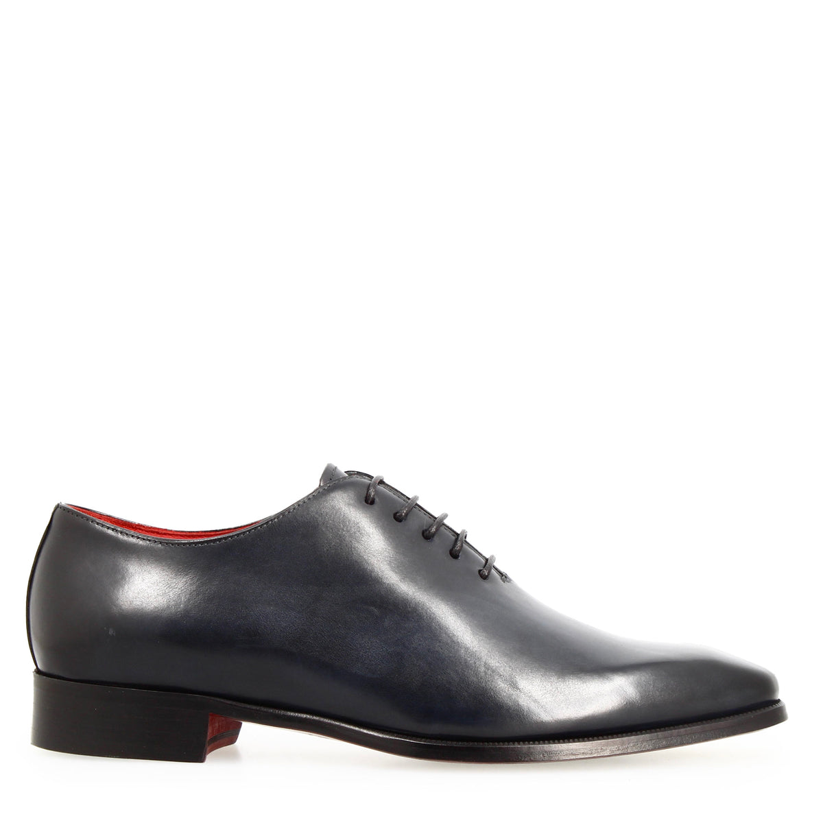 Scarpe wholecut da uomo artigianali in pelle delavè blu - LeonardoShoes