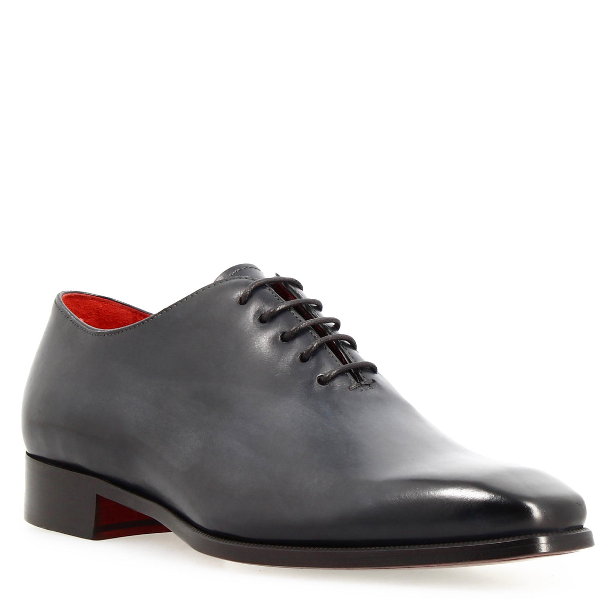 Scarpe wholecut da uomo artigianali in pelle delavè blu - LeonardoShoes