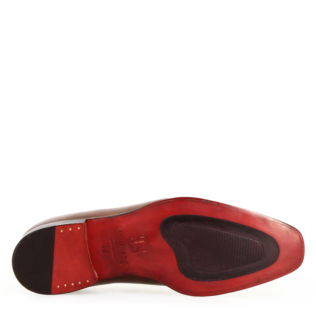 Scarpe wholecut da uomo artigianali punta squadrata in pelle delavè brandy - LeonardoShoes