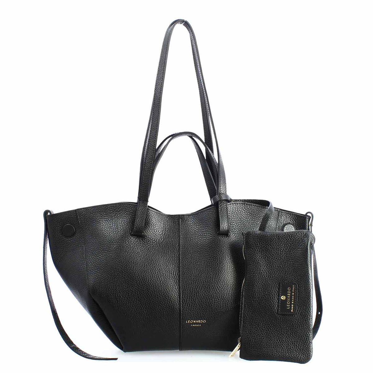 Shopper grande da donna in pelle nera Majestic - LeonardoShoes
