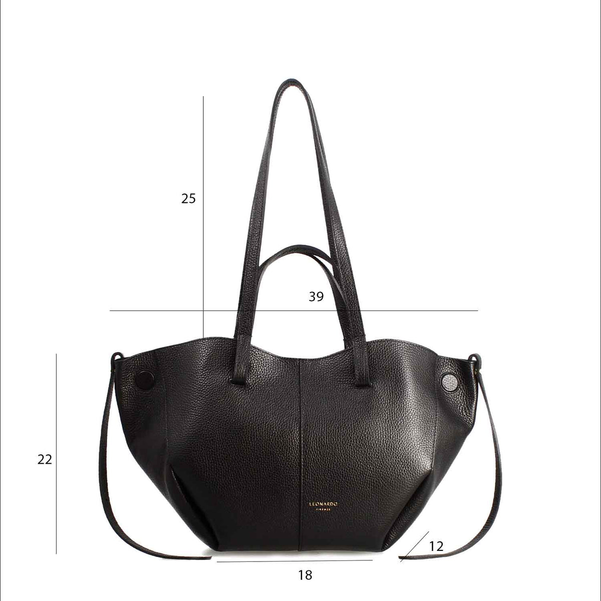 Shopper media da donna in pelle nera Majestic - LeonardoShoes