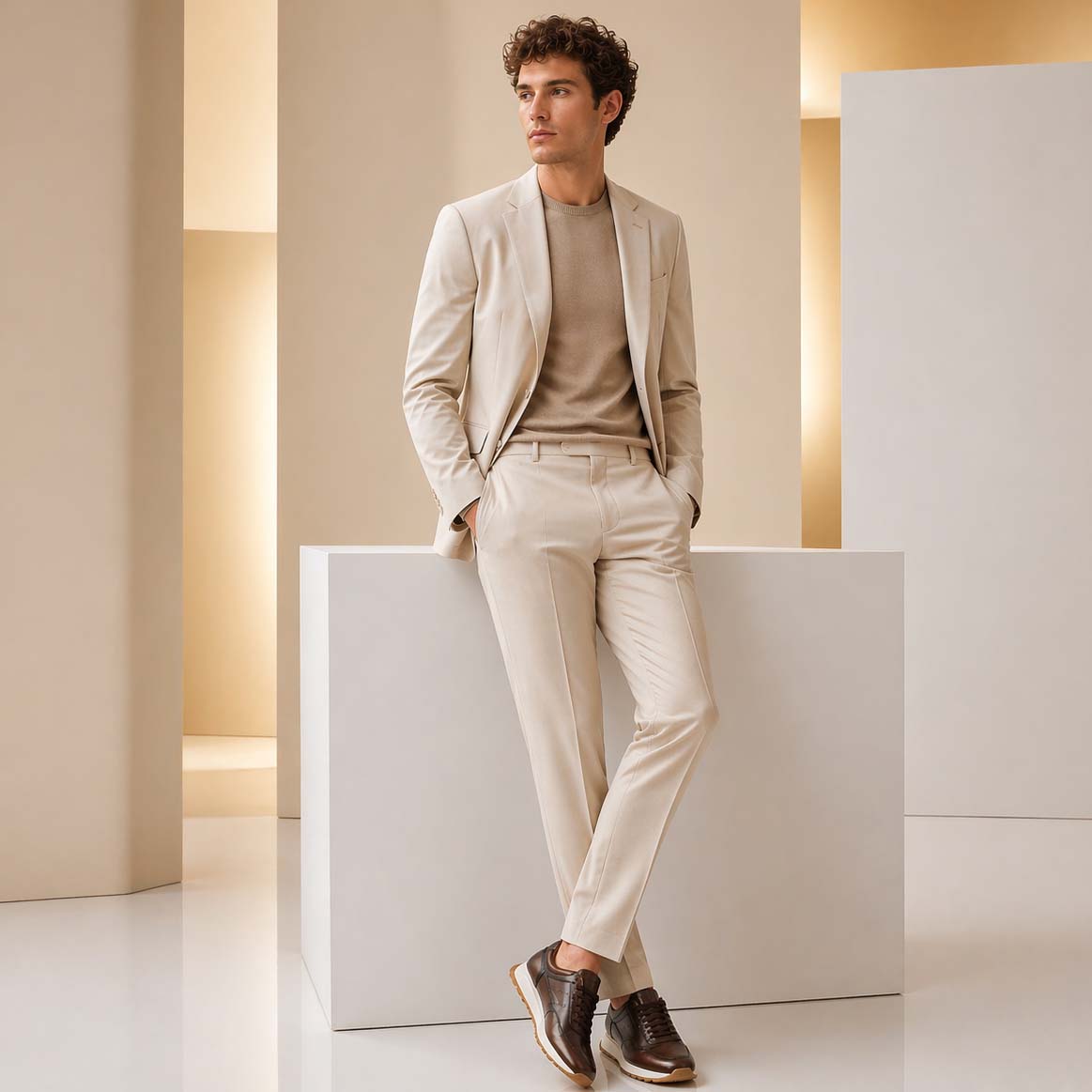 Sneaker artigianale Ateneo da uomo in pelle marrone scuro - LeonardoShoes