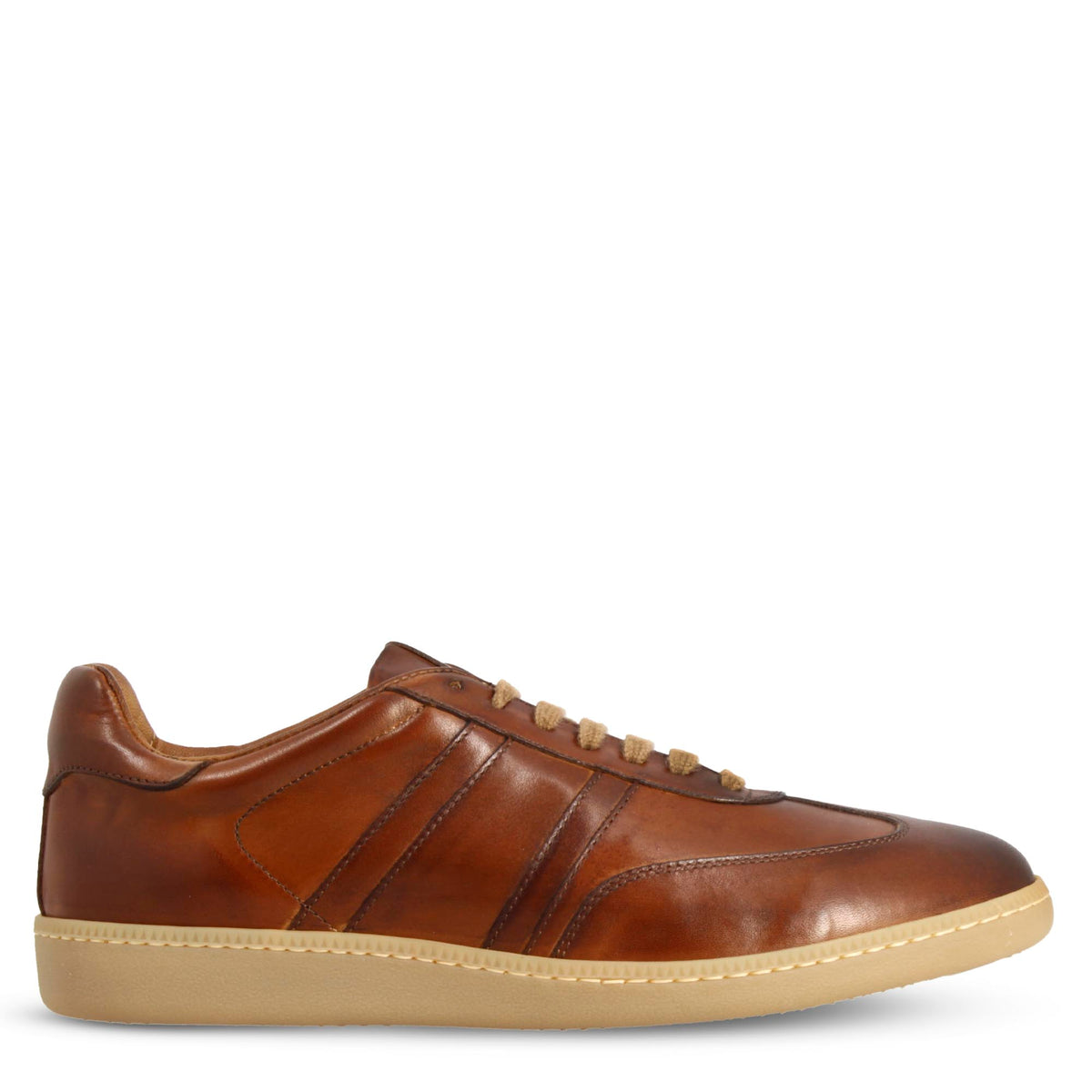 Sneaker artigianale da uomo in pelle colore marrone