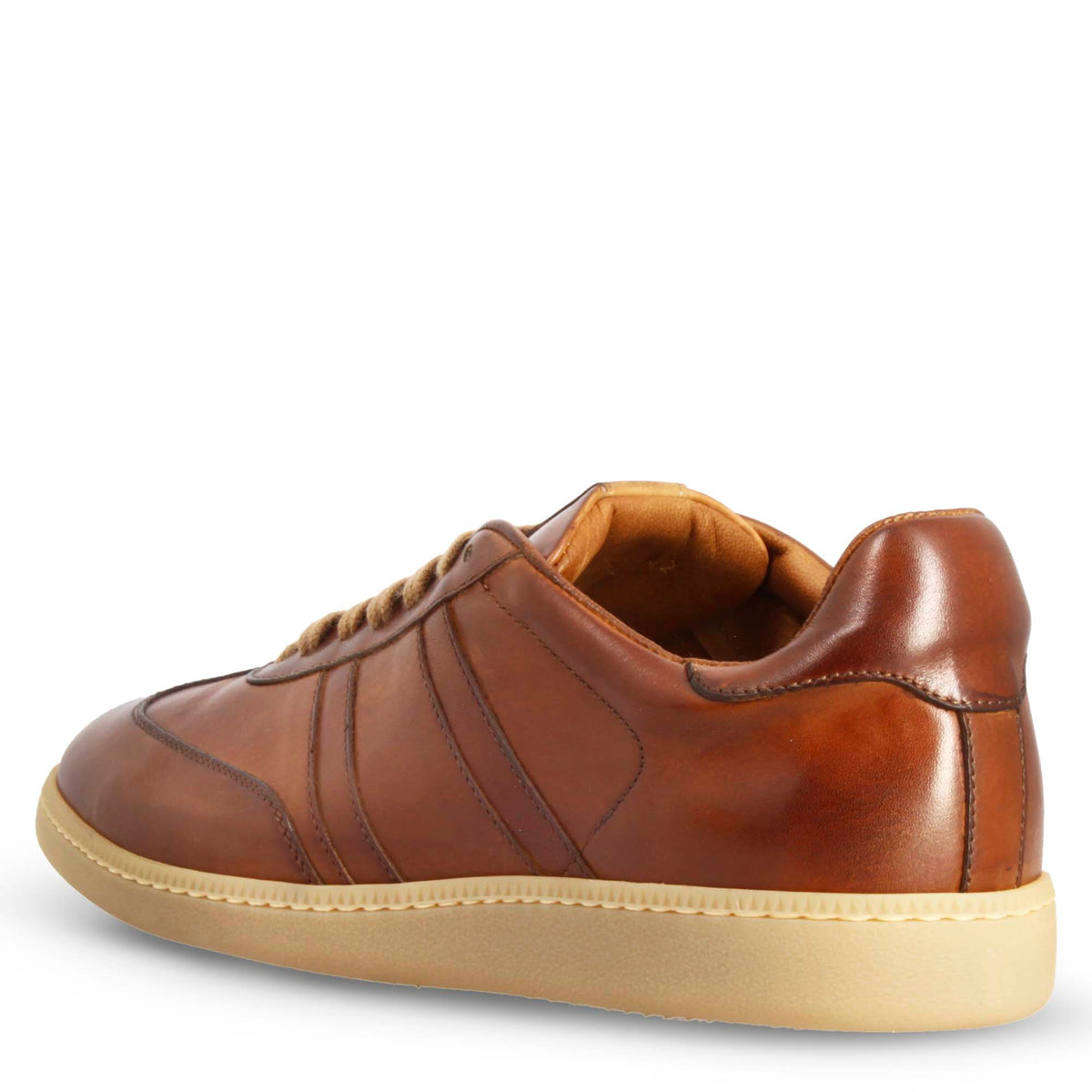 Sneaker artigianale da uomo in pelle colore marrone - LeonardoShoes