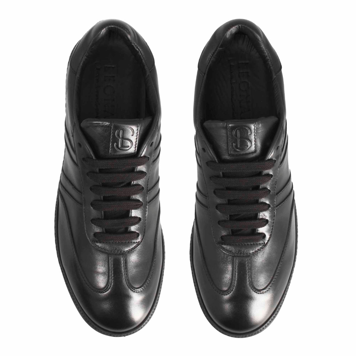 Sneaker artigianale da uomo in pelle colore nero - LeonardoShoes