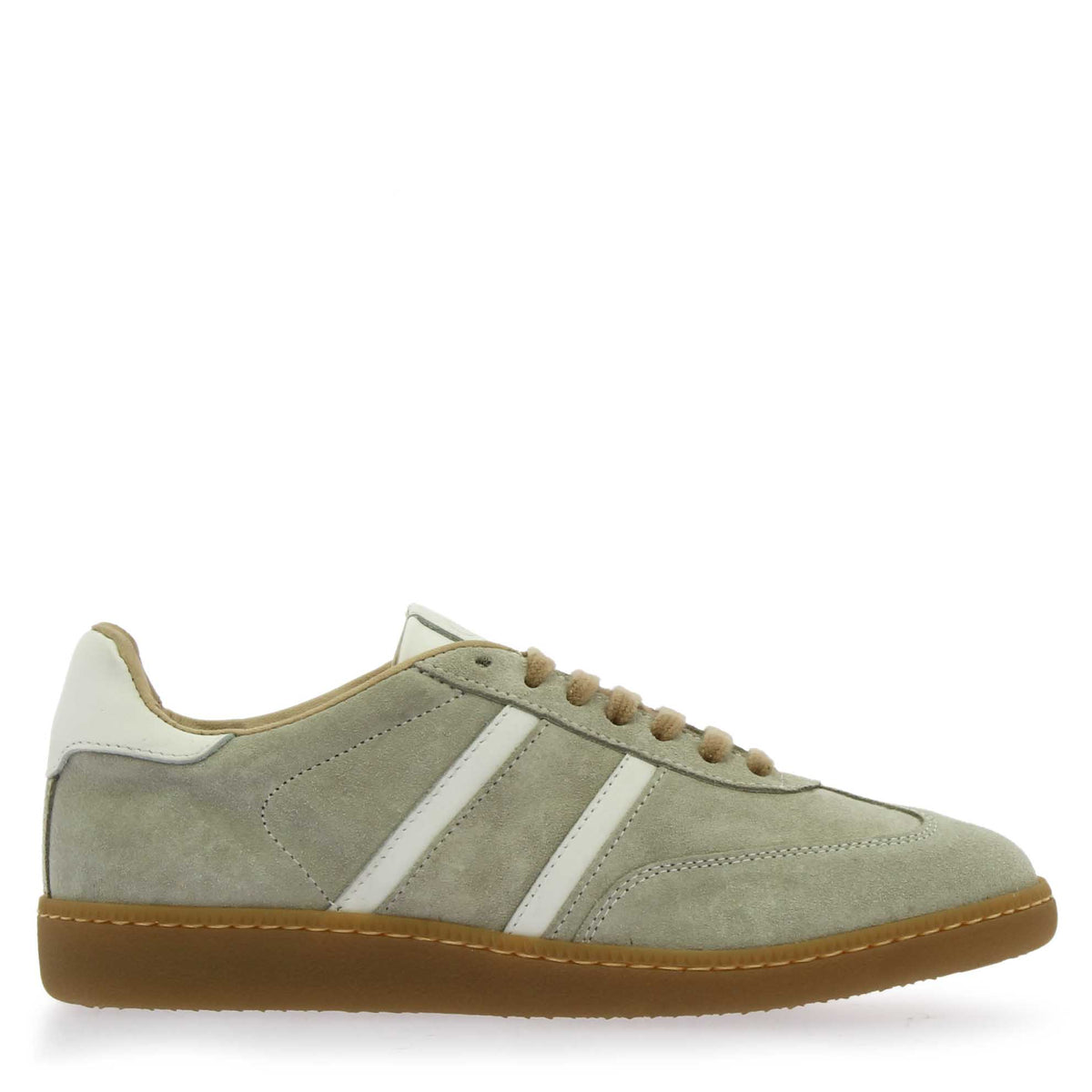 Sneaker artigianale da donna in pelle scamosciata grigia