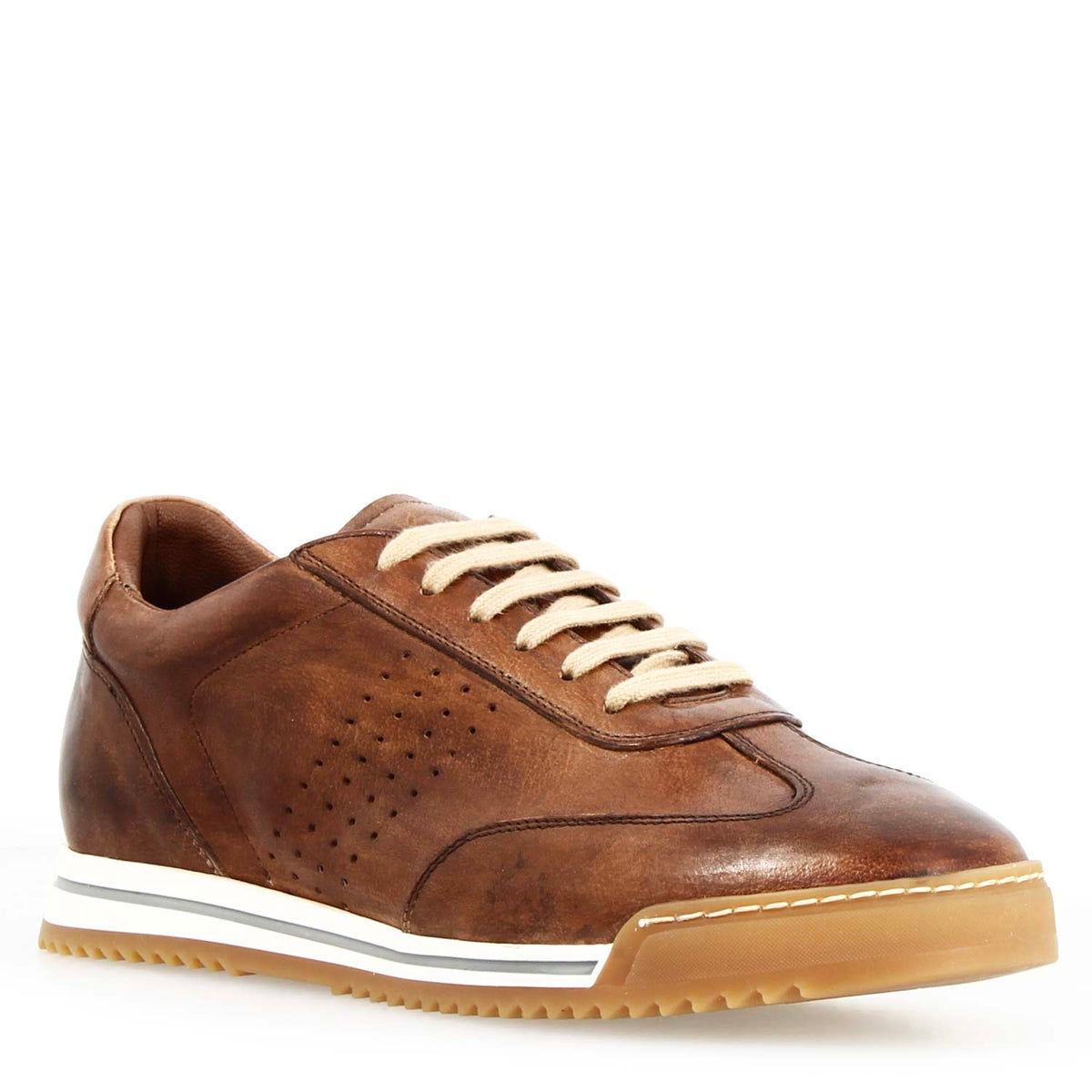 Sneaker Barberino da uomo in pelle marrone